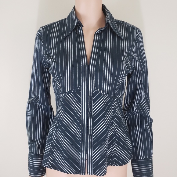 The Limited Tops - The Limited Hook Blue Stripe Shirt Career M EUC!